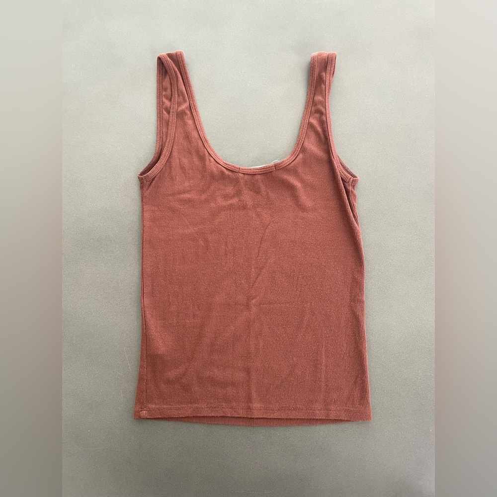 Joah Brown Brown Ribbed Tank Top S/M